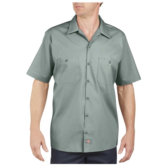 Mens Industrial Short Sleeve Work Shirt, Green Spruce - LT