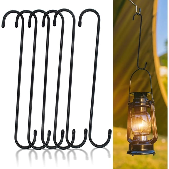 12 Inch Large S Hooks for Hanging Plants,Black Extra Matel Heavy Duty Long S Hook for Hanging Plant, Hook for Tree Branch,Bird Feeder,Pots and Pans Closet Garden (5pcs)