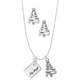 thumbnail image 1 of Delight Jewelry Silvertone My Angel Envelope Silver tone Zig Zag Christmas Tree Charm Necklace and Stud Earrings, 1 of 4