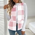 thumbnail image 6 of cocolona Womens Fleece Vest Crew Neck Open Front Sleeveless Jacket Fall Winter Loose Casual Plaid Outerwear, 6 of 7
