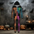 thumbnail image 4 of HNMKIU Halloween Family Matching Skeleton Print Hooded Zip Up for Mom and Kid Cozy Cartoon Animal Pajama Jumpsuit, 4 of 6