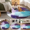 thumbnail image 5 of Purple Turquoise Round Area Rug 3.3 FT, Non Slip Small Entryway Kitchen Mat, Geometric Modern Abstract Oil Painting Washable Soft Circular Rug Non-Shedding Door Mat for Bathroom Playroom Kids Room, 5 of 9