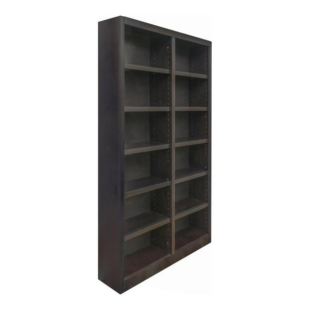 12 Shelf Double Wide Wood Bookcase, 12 Wide Bookcase White
