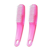Nail Brush for Cleaning Fingernails PInk, 2 Pack Hand Scrub Cleaning Nail Brushes with Case Plastic Hand Finger Toes Scrubbing Brush, Pedicure Nail Scrubber