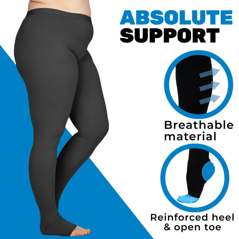 2XL Plus Size Support Tights for Varicose Veins 20-30mmHg - Black, 2X-Large