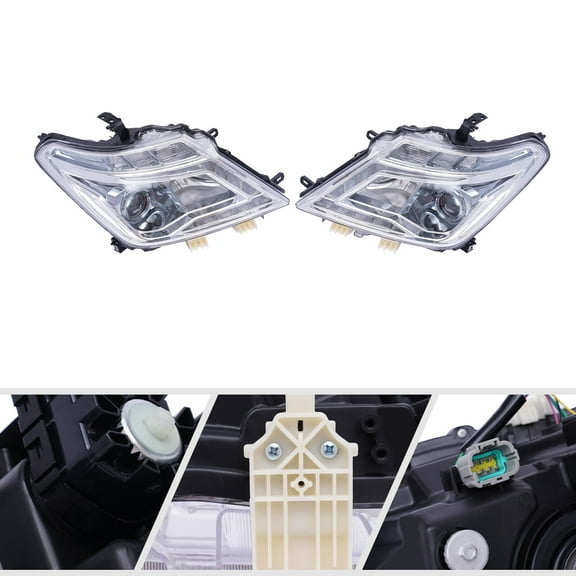 LED & Halogen Headlight Assembly for 2017-2020 Nissan Armada, Clear Lens, Left & Right, Direct Replacement with Turn Signal & Daytime Running Light