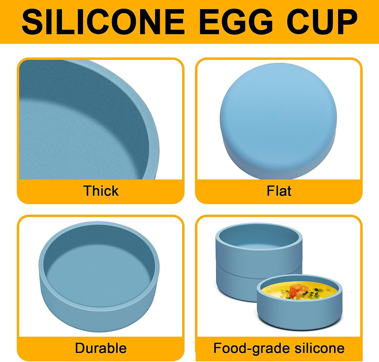 6 Pack Silicone Microwave Egg Cooker Air Fryer Egg Pan Individual Eggwich Egg Bites Molds for Oven Microwave - Blue