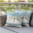 thumbnail image 2 of 2 Pack Outdoor Waterproof Throw Pillow Covers,Watercolor Beach Palm Trees Decorative Square Pillow Case Patio Pillowcases for Chair Couch Sofa 16x16in, 2 of 9