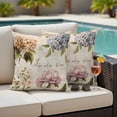 thumbnail image 4 of Spring Hydrangea Floral Outdoor Waterproof Pillow Covers, Vintage Botanical Flowers Decorative Square Throw Pillowcase Sofa Cushion Sham for Patio/Couch/Chair, 26"x26" 2 Pack, 4 of 8