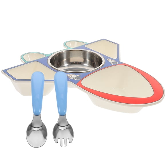 Toyvian 1Set Stainless Steel Airplane Serving Plate with Divided Sections Multicolor Food Storage Kitchen Plate