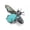 Blue Turquoise, variant on 5PCS Bee Mixed Natural Stone Body Abalone Wings Vintage Silver Pin Brooch-Yellow Agate