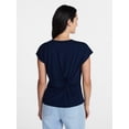 thumbnail image 4 of Time and Tru Women's Twist-Front Tee with Short Sleeves, Sizes XS-XXXL, 4 of 6