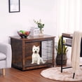 thumbnail image 2 of Dog Crate Furniture with Cushion, Wooden Dog Crate with Double Doors, Dog Furniture, Dog Kennel Indoor for Small/Medium/Large Dog，End Table, Small, 27.2" L, Rustic Brown, 2 of 5