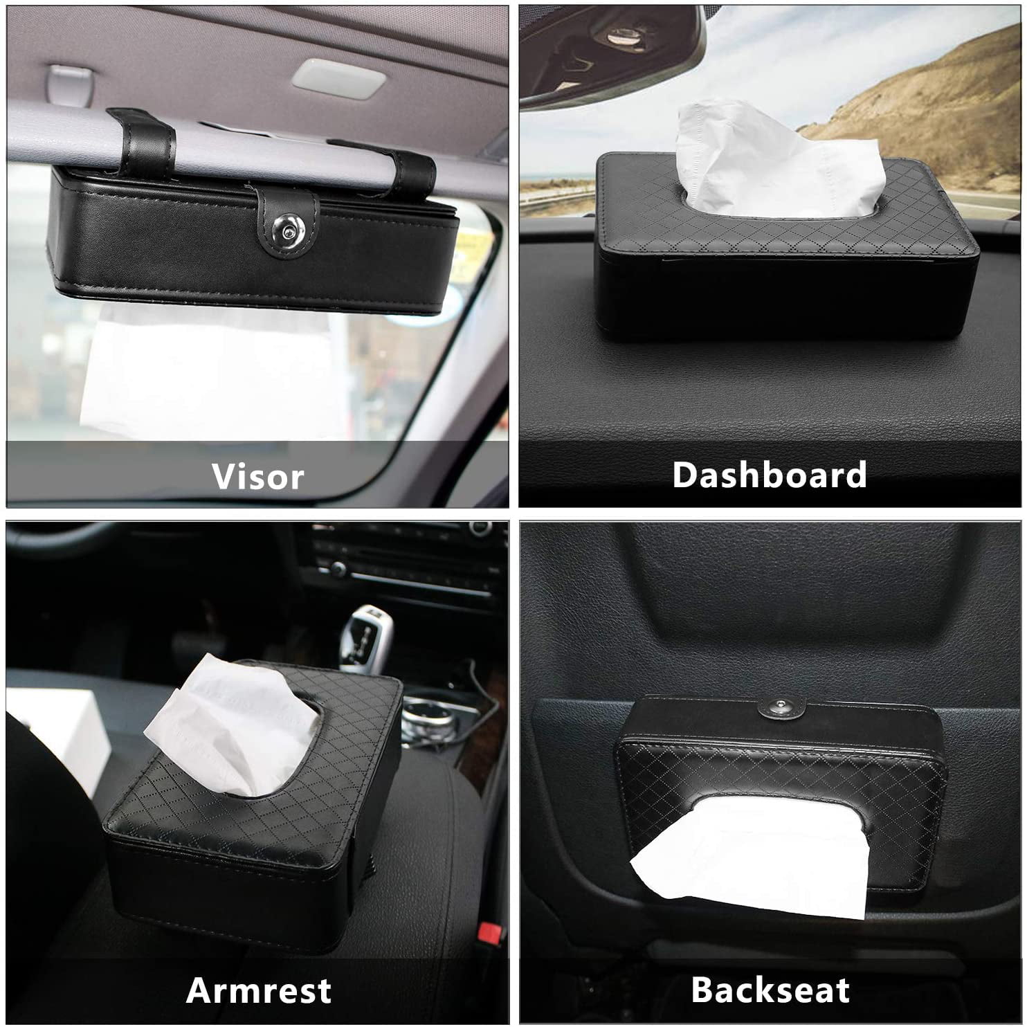 Visor Napkin Holder Black Car Tissue Holder Car Sun Visor Tissue Holder Leather Hanging Tissue Box Tissue Holder for Vehicle 