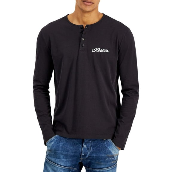 Heroes Motors Mens Cotton Tee Henley Shirt
