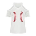 thumbnail image 4 of Hauts d'Été Grande Taille pour Femmes Mode Décontractée Col en V Blouse Imprimée Manches Courtes Épaules Dénudées T-Shirt Hauts d'Été Col en V T-Shirt Femmes en Solde, 4 of 8