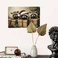 thumbnail image 5 of Christmas Raccoon Metal Tin Sign，Three Baby Raccoons With Santa Hat & Gift Boxes,Tinplate Is Easily Hung On Interior And Exterior Walls, Ideal For Xmas Decor & Pet Lovers 8x12 Inch, 5 of 5