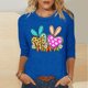 thumbnail image 2 of Camisetas Casuales de las Mujeres Impresas 3/4 Manga Cuello Redondo Blusa, Moda Ligera Superior para el Hogar Y el Uso Diario, Cómoda Imitación de la Tela Del Estante, 2 of 7