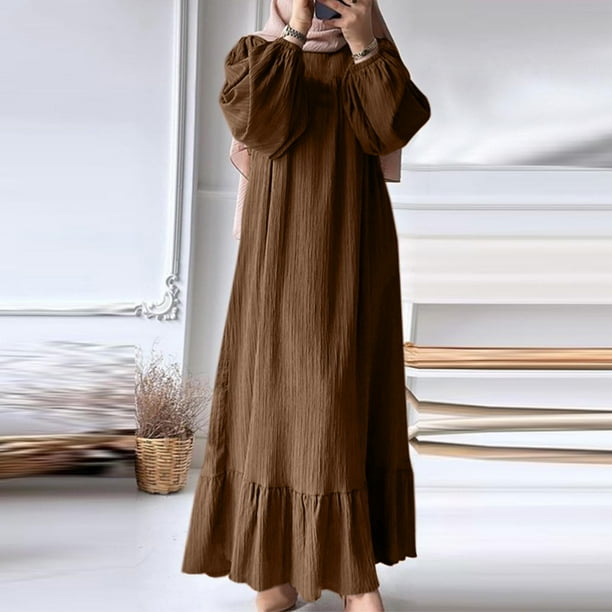WILLBEST Vestidos para Mujer Abaya para Mujer, Vestido de Manga Larga, Ropa de Oración, Caftán Informal XXXXGrande