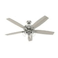 thumbnail image 2 of Hunter 60 inch Indoor Ceiling Fan with LED Lights - Ceiling Fan with Pull Chain, For Bedroom or Living Room, Standard Mount, No Remote, 5 Blades, Includes Bulbs - Dondra 52348, Brushed Nickel, 2 of 12