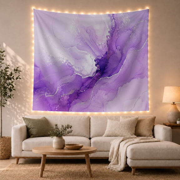 Abstract Swirling Purple Veins on Soft Lavender Background, Serene Abstract for Art Lovers, Modern Wall Decor, Housewarming Gift, Tapestry Wall Hanging for Bedroom and Living Room