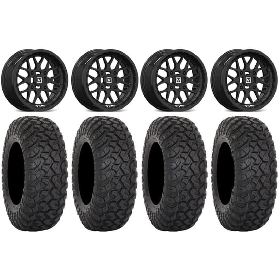 Valor V03 15" Wheels Black 35" RT320 Tires Kawasaki Teryx Mule