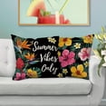 thumbnail image 5 of Summer Vibes Only Hibiscus Flower Decorative Throw Pillow Covers 18 x 18 Set of 4, It''s Sunny Day Tropical Floral Black Porch Outdoor Home Decor, Hawaii Palm Leaves Seasonal Couch Cushion Case, 5 of 6