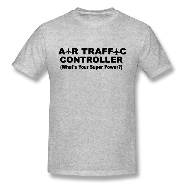 Camiseta informal genial de manga corta con el mensaje "Controlador de tráfico aéreo: ¿Cuál es tu superpoder?" para hombre.