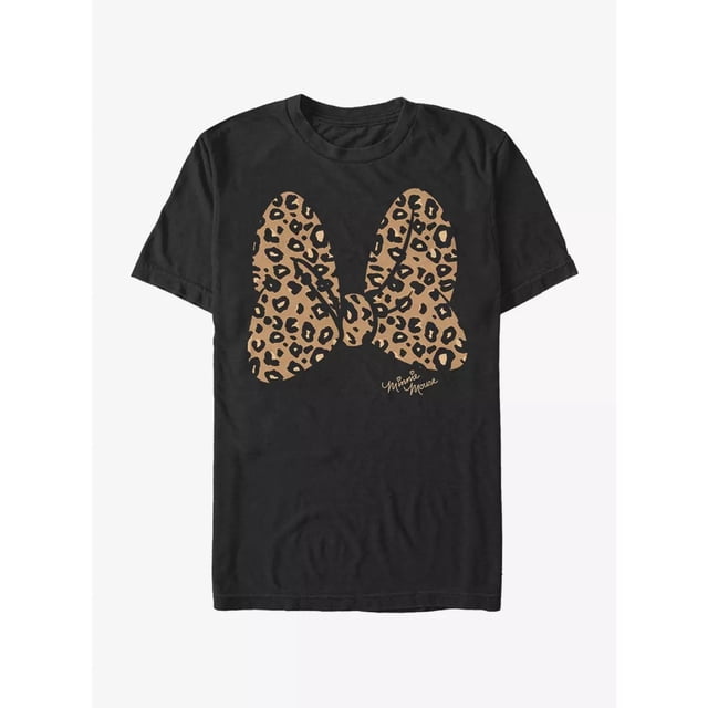 Disney Mickey Mouse T-Shirt à Imprimé Animal Léopard avec Nœud Toutes Tailles P-3TG