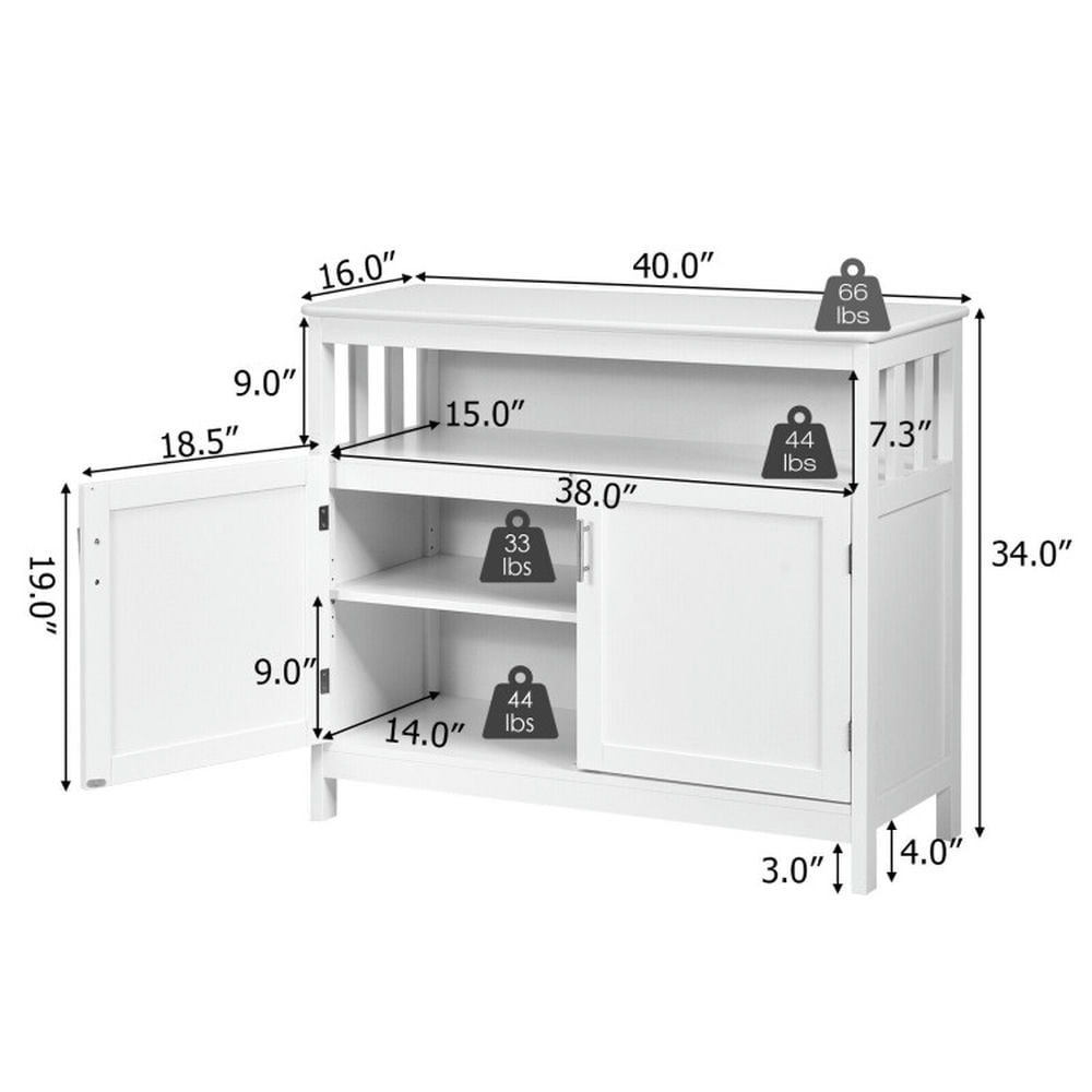 Finihen Kitchen Storage Cabinet, Buffet Sideboard, Kitchen Buffet Server Sideboard Storage Cabinet with 2 Doors and Shelf, for Dining Room, Kitchen, Living Room, White Finihen Kitchen Storage Cabinet, Buffet Sideboard, Kitchen Buffet Server Sideboard Storage Cabinet with 2 Doors and Shelf, for Dining Room, Kitchen, Living Room, White