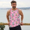thumbnail image 6 of Pofeuu pink Holiday Joy Print Men's Workout Tank Tops Sleeveless Muscle Gym Shirt Quick Dry-Medium, 6 of 7