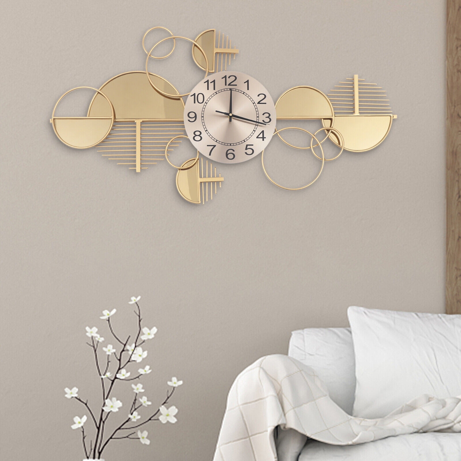 Large Luxury Gold Wall Clock Nordic Style Metal Clocks Home Living Room Decor for Studies, Living Rooms