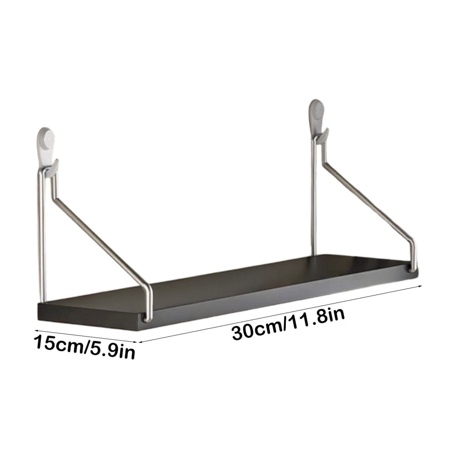 No Drill Wall Shelf with Adhesive Strips, Floating Shelves for Wall Mounted, Wooden Storage Shelf for Bedroom, Living Room, Office, Holds up to 30lbs