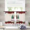 thumbnail image 3 of Red Plaid Christmas Sheer Curtains 45 Inch Length 2 Panels Set, Semi Transparent Voile Rod Pocket Curtains for Living Dining Room Bedroom Drapes Xmas Tree Vintage Winter Rustic, 3 of 8