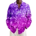 thumbnail image 2 of Mens Shirts Carnival Print Stylish Plus Size Lapel Long Sleeve Button Down Top Party Casual Comfortable Loose Shirt for Men Purple S, 2 of 4