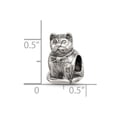 thumbnail image 2 of 10.59mm 925 Sterling Silver Textured Sitting Cat Bead Charm Pendant Necklace for Women - 4.1 Grams, 2 of 2