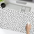 thumbnail image 2 of XXL Boho Polka Dot Mouse Pad - 35.4x15.7 Inch Cute Black White Dots, Extended Large Laptop Keyboard Mat, Non-Slip Rubber Base, Stitched Edges, Ideal for Home Office, 2 of 6