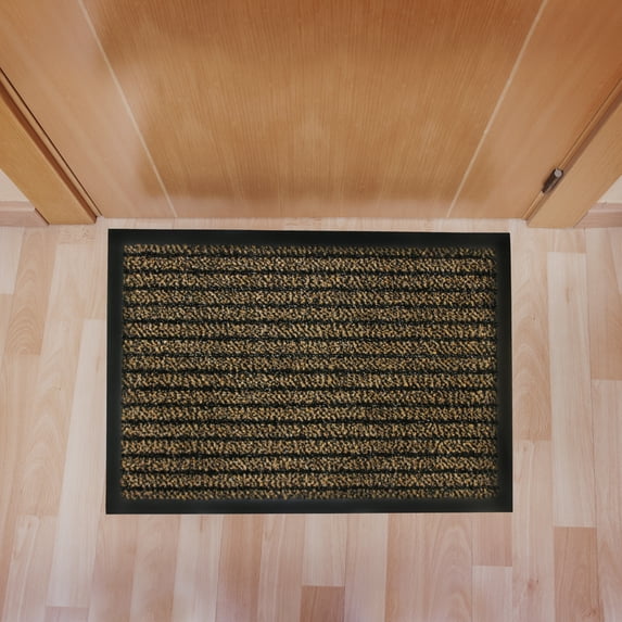 Ultralux Indoor Scraper Entrance Mat | 31" x 47" | Anti-Slip Vinyl Backed Indoor Doormat | Low Profile Dirt Trapper Entry Rug | Brown