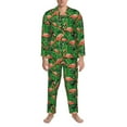 thumbnail image 3 of Naloa Flamingo Men’s Pajamas Set - Long Sleeve Button Down Sleep Shirt and Pajama Bottoms Sleepwear Set-Small, 3 of 7