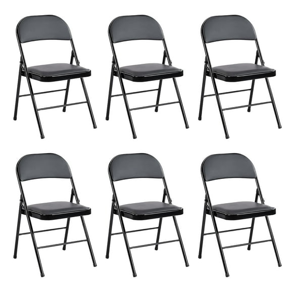 CONCETTA Modern Metal Folding Chairs, Waterproof and Sturdy, Set of 6, Black