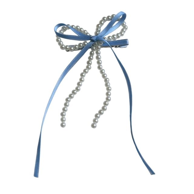 Hair Pin Imitation Pearls Bowknot Decor Hair Clip Back Head Decorative Hairpin Fade-Resistant Hair Accessory