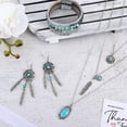 thumbnail image 5 of 3 Pcs Bohemian Western Turquoise Jewelry for Women Pendant Necklace Dangle Earrings Bracelet Gift, 5 of 8
