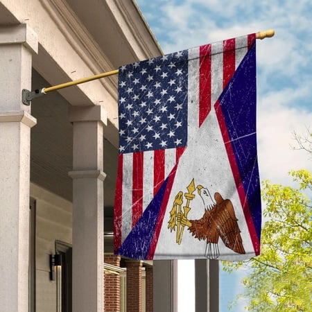 American Flag USA American Samoa Half American Half American Samoan Patriotic House Flag (29.5x39.5) Double Sided-USA Flags Premium Polyester-Decorative Indoor Outdoor Flag