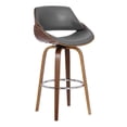 thumbnail image 1 of Armen Living Mona 26" Modern Faux Leather Counter Stool in Walnut and Gray, 1 of 6