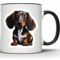 Cute Dachshund Puppy Dog Mug - Wiener Dog Lover Gift - Funny Coffee Mug for Dachshund Mom Dad - Adorable Sausage Dog Mug - 11 Ounce Black Rim Handle Novelty Coffee Cup - WMUG0560-Black Rim