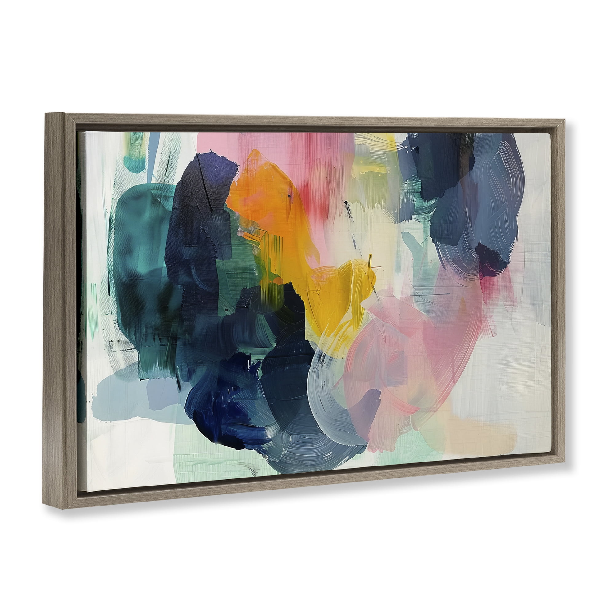 Stupell Industries Bold Paint Strokes Abstract Painting Brown Floater Framed Canvas Art Print Wall Art, 25 x 17