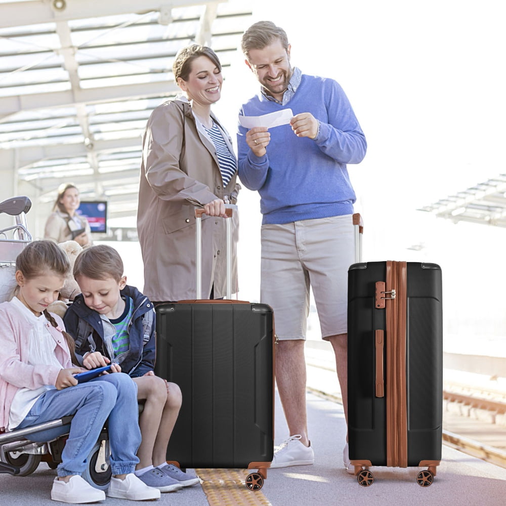 Yougu Luggage Sets 2 Piece(20,28 inch) ABS Hard Suitcase With Wheels And TSA Lock Travel Set,Black Brown