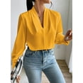 thumbnail image 4 of Blusas de Trabajo para Mujer, Blusas de Larga, Blusas de Oficina con Cuello en V, Blusas de para Mujer Naranja L, 4 of 9
