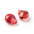 thumbnail image 2 of 20 pc Transparent Glass Beads with Glitter Powder Dyed & Heated Teardrop Red 12x9x6mm Hole: 1mm, 2 of 2