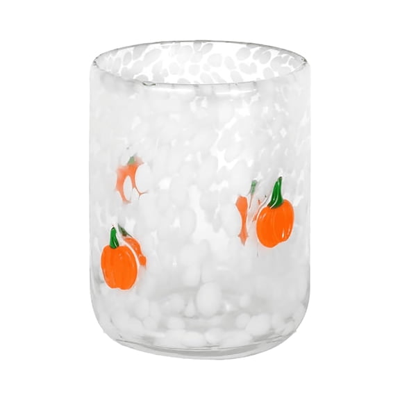 ACDANC Halloween Icon Juice Glasses 14 Oz Double Old Fashioned Icon Handblown Stemless Wine Glasses Cute Ghost Glass Drinking Cups for Halloween Fall Party Supplies (1* Pumpkin)